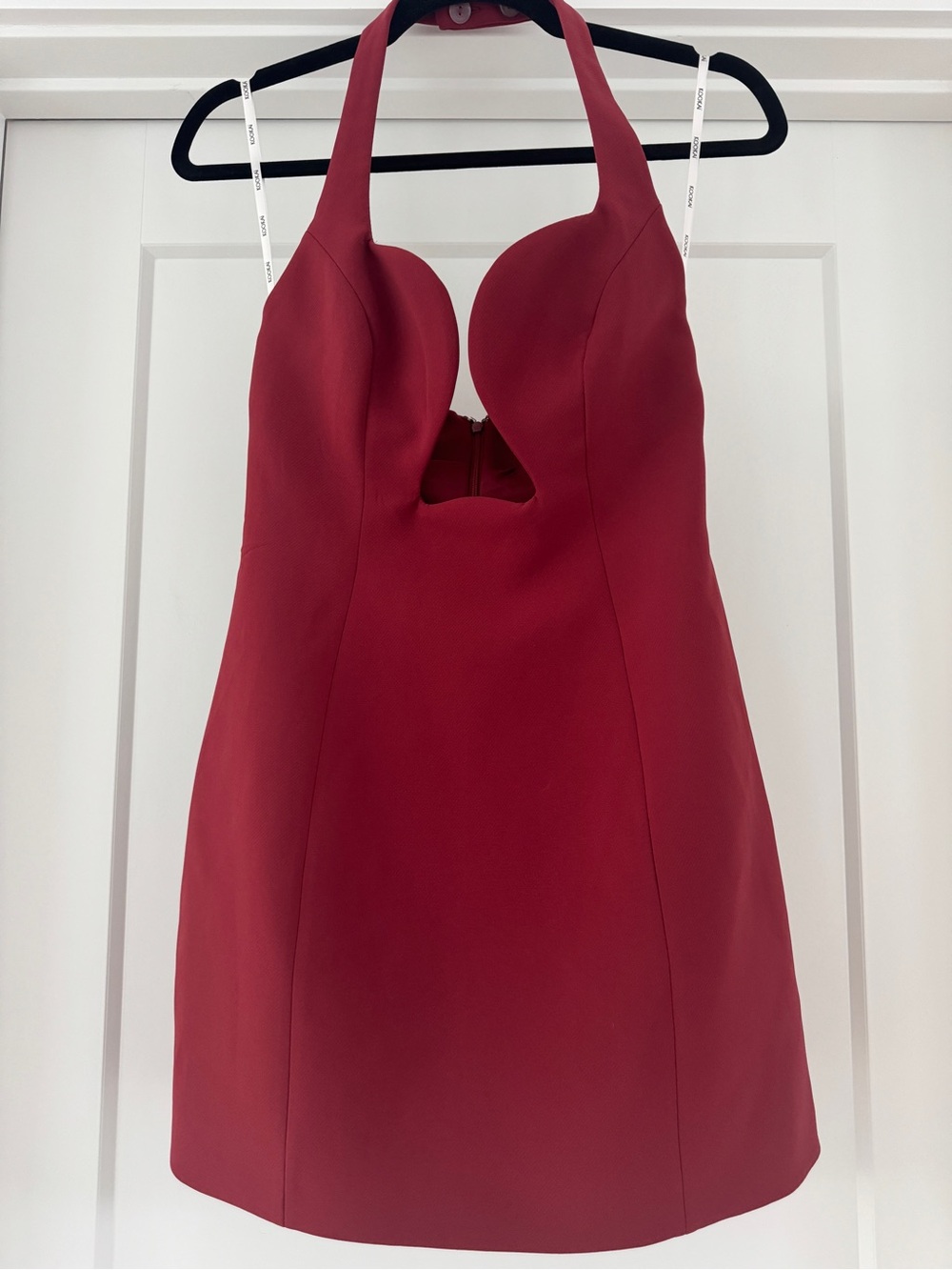 Kookai Halter Curved Mini Dress in Wine Red